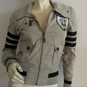 Black label pink xs utility jacket with stripes